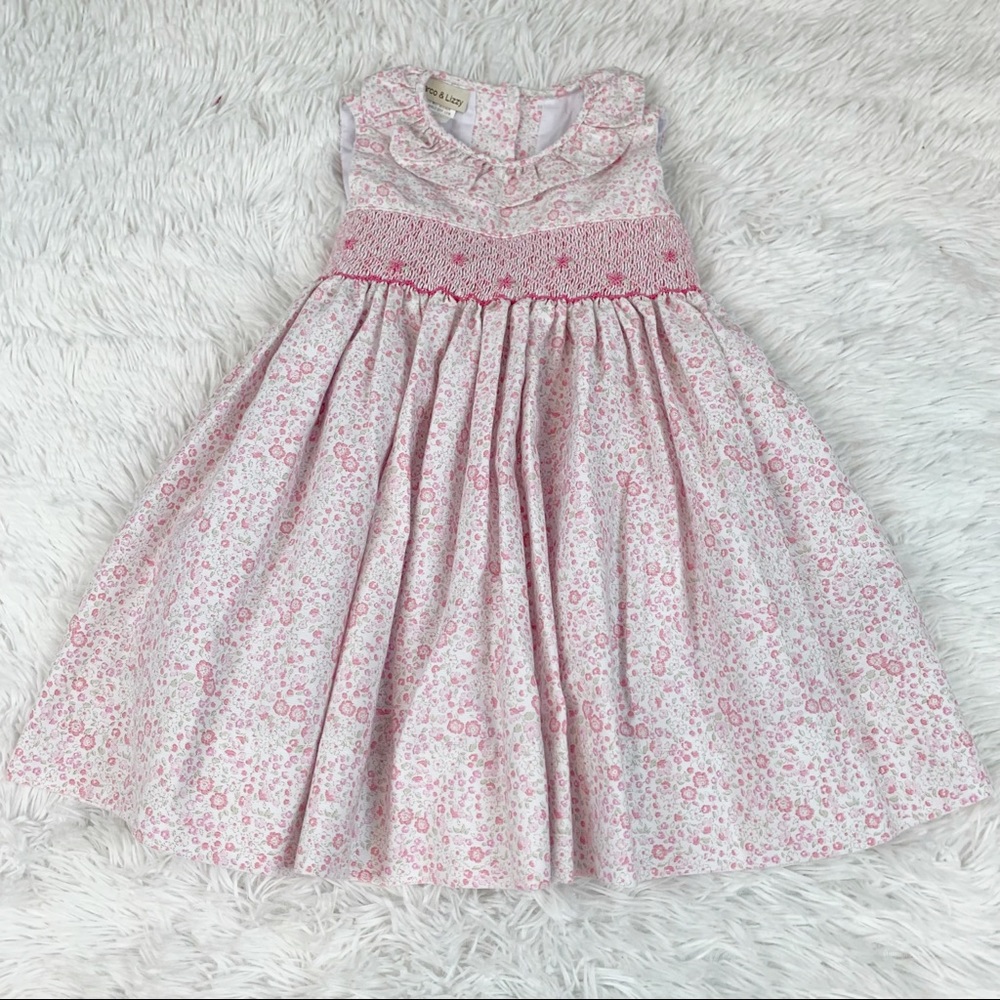 Smocked Pink Floral Casual Dress - Unknown Brand